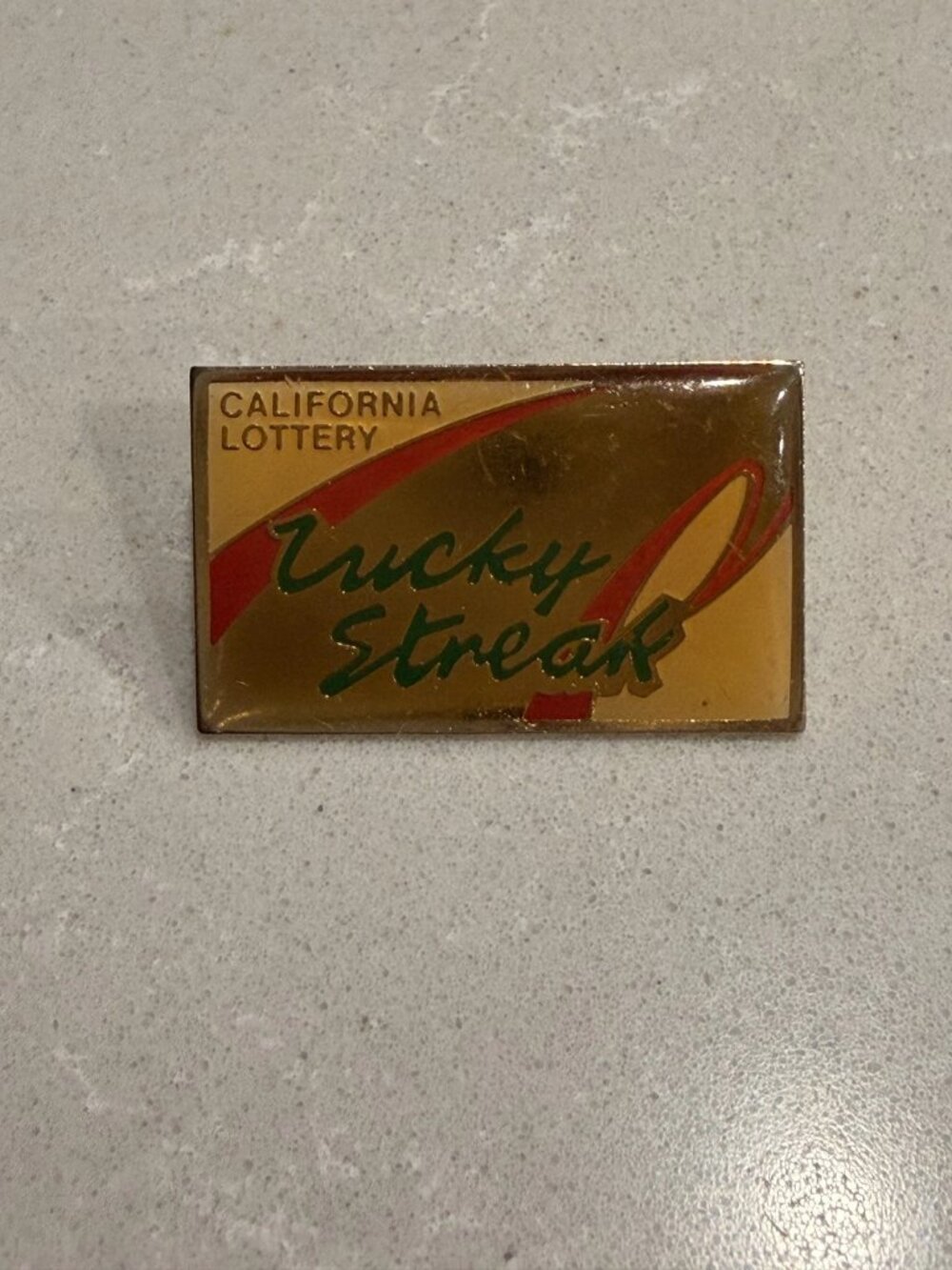 "Lucky Strike" California Lottery Lapel Pin Rectangular, 1.25 x .75" Size, Clean